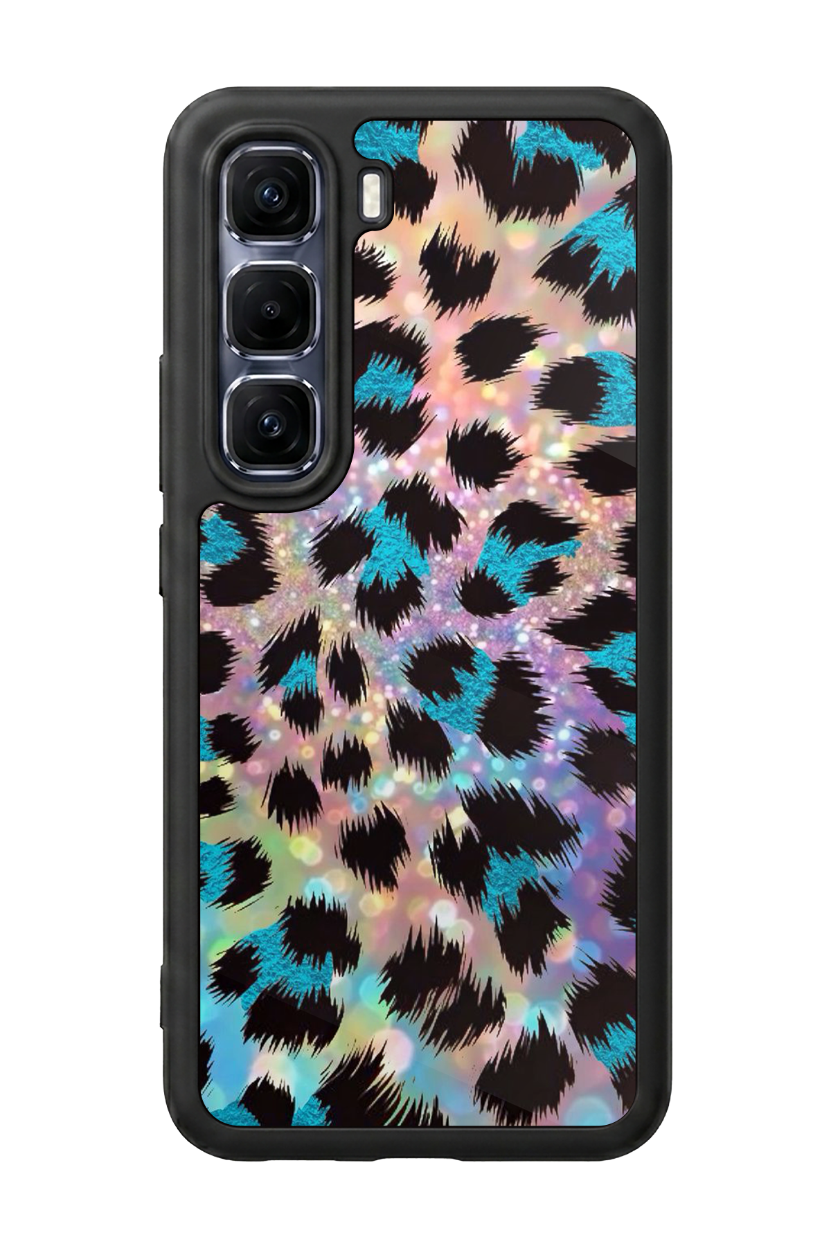 Infinix Hot 60 Pro Plus Uyumlu Hologram Leopar Tasarımlı Glossy Premium Kılıf
