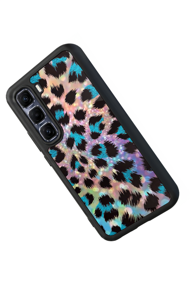 Infinix Hot 60 Pro Plus Uyumlu Hologram Leopar Tasarımlı Glossy Premium Kılıf