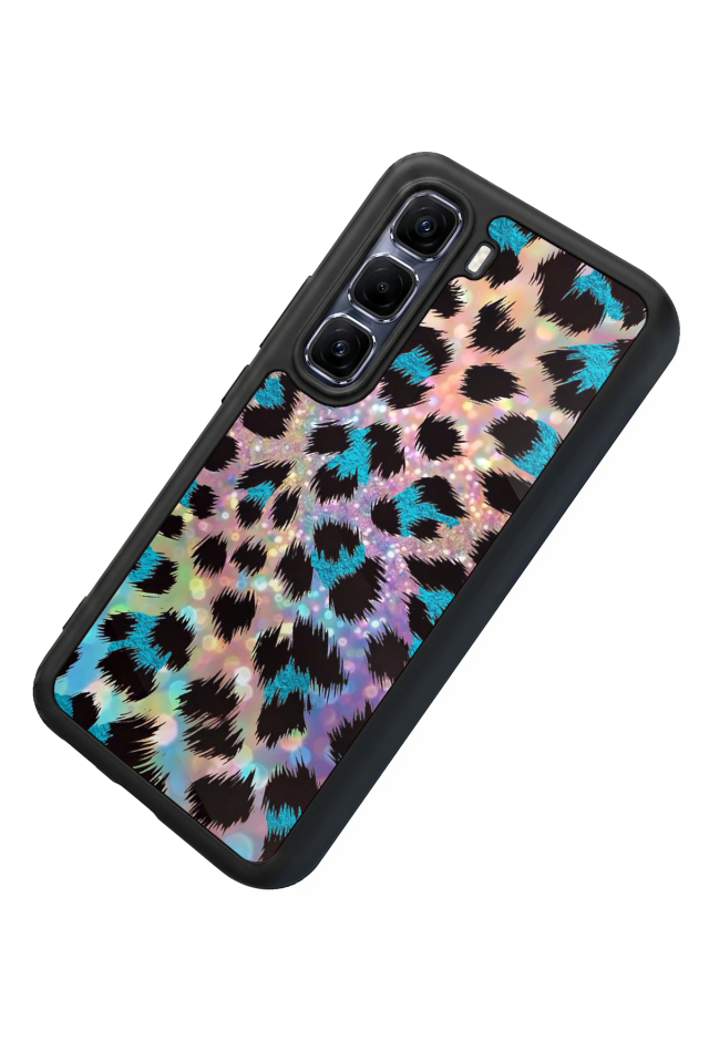 Infinix Hot 60 Pro Plus Uyumlu Hologram Leopar Tasarımlı Glossy Premium Kılıf
