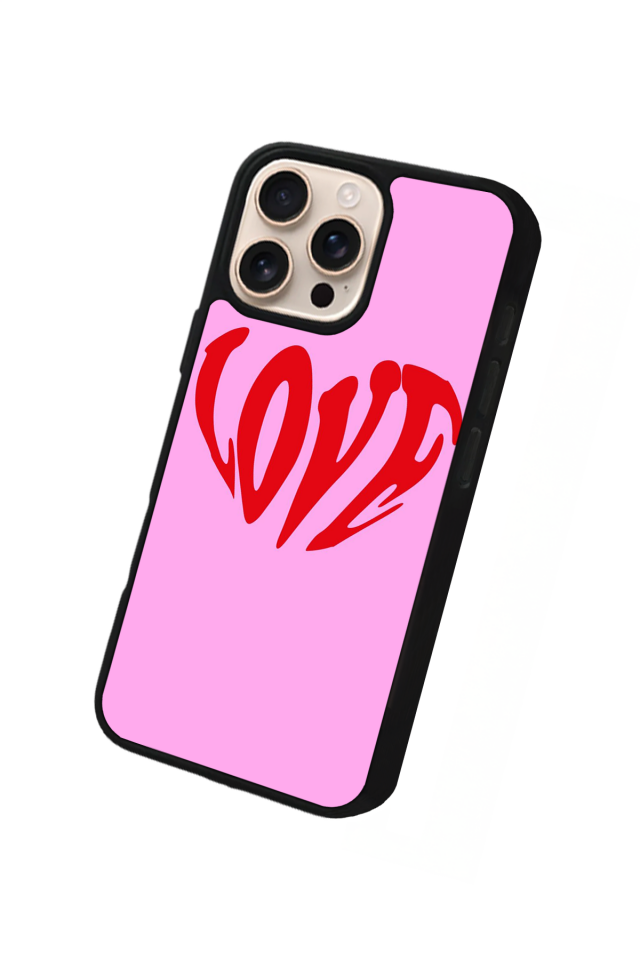 iPhone 15 Pro Uyumlu Kalp Love Tasarımlı Glossy Premium Kılıf