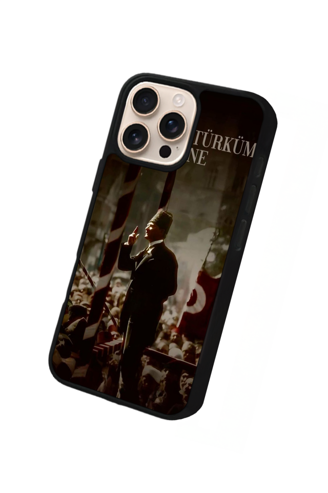 iPhone 16 Pro Uyumlu Mustafa Kemal Ataturk Tasarımlı Glossy Premium Kılıf