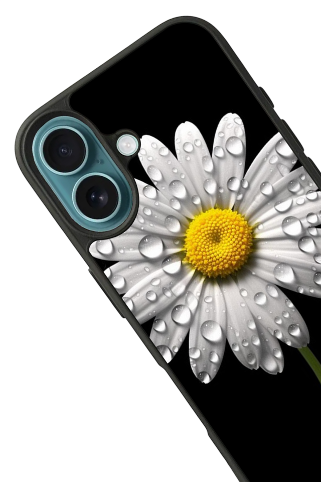 iPhone 16 Uyumlu Papatya Tasarımlı Glossy Premium Kılıf
