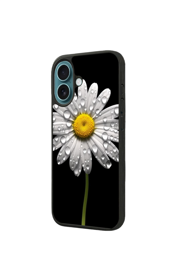 iPhone 16 Uyumlu Papatya Tasarımlı Glossy Premium Kılıf