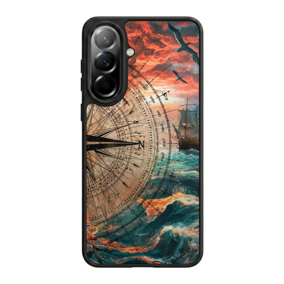 Samsung Galaxy A37 Uyumlu Pusula Tasarımlı Glossy Premium Kılıf