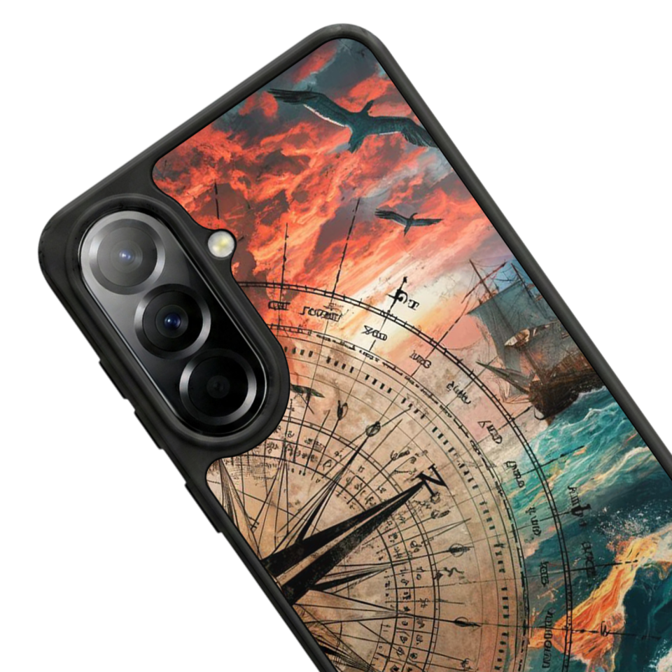 Samsung Galaxy A37 Uyumlu Pusula Tasarımlı Glossy Premium Kılıf
