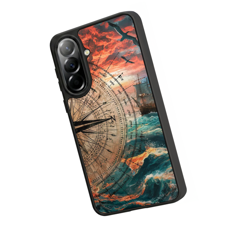 Samsung Galaxy A37 Uyumlu Pusula Tasarımlı Glossy Premium Kılıf