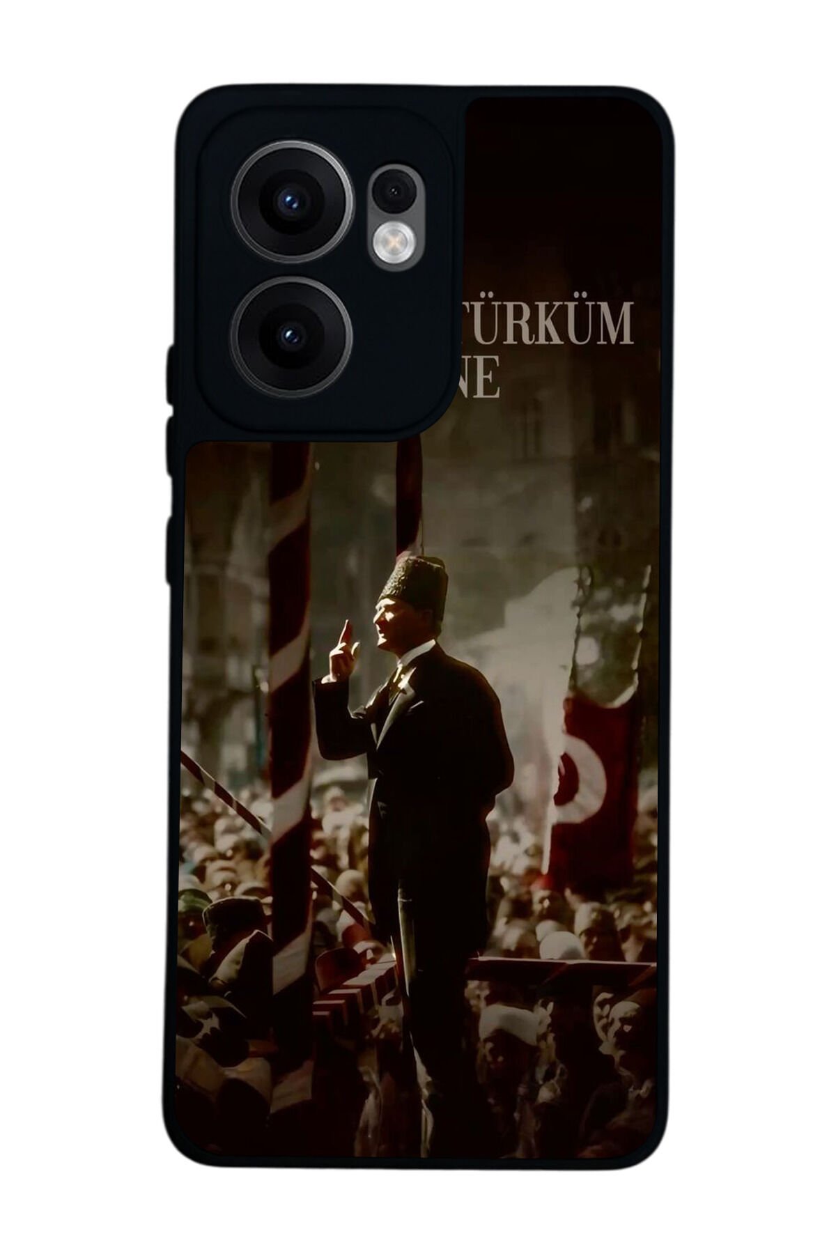 Oppo Reno 13F Uyumlu Mustafa Kemal Ataturk Tasarımlı Glossy Premium Kılıf