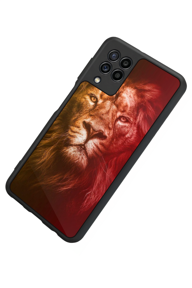 Samsung Galaxy M22 Uyumlu Aslan Tasarımlı Glossy Premium Kılıf