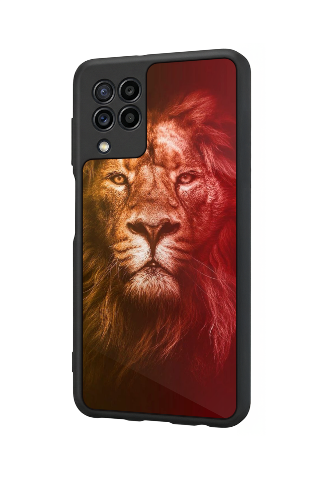 Samsung Galaxy M22 Uyumlu Aslan Tasarımlı Glossy Premium Kılıf