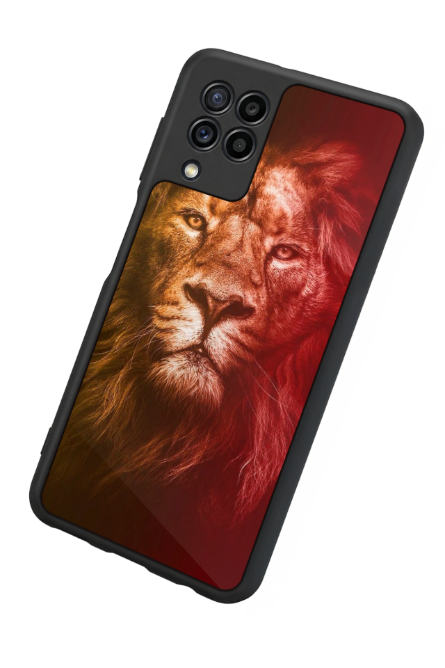 Samsung Galaxy M22 Uyumlu Aslan Tasarımlı Glossy Premium Kılıf