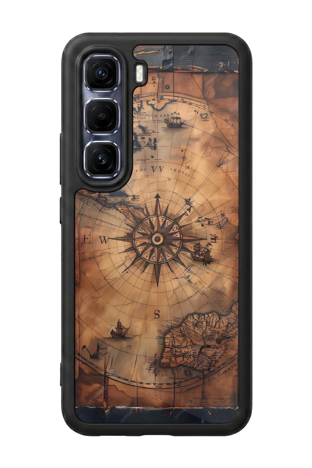 Infinix Hot 60 Pro Plus Uyumlu Harita Tasarımlı Glossy Premium Kılıf