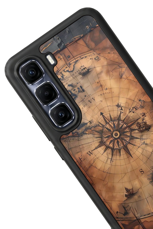 Infinix Hot 60 Pro Plus Uyumlu Harita Tasarımlı Glossy Premium Kılıf