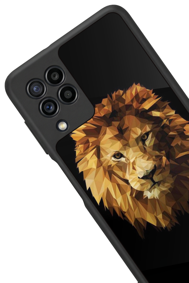 Samsung Galaxy M22 Uyumlu Aslan Tasarımlı Glossy Premium Kılıf