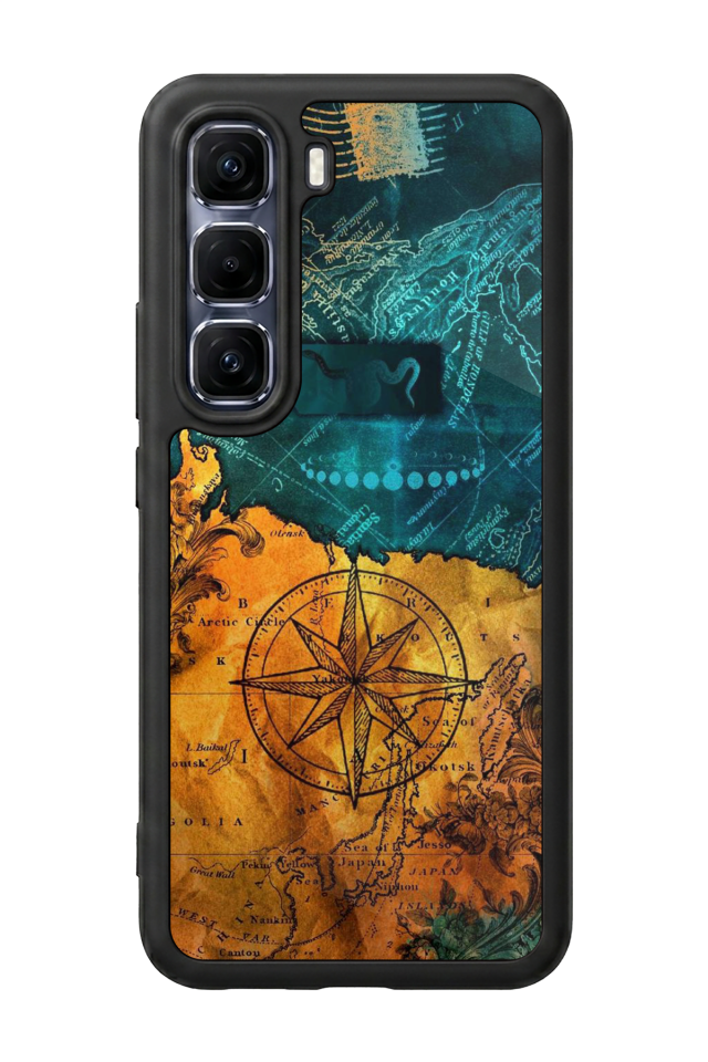 Infinix Hot 60 Pro Plus Uyumlu Harita Tasarımlı Glossy Premium Kılıf