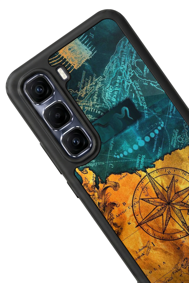 Infinix Hot 60 Pro Plus Uyumlu Harita Tasarımlı Glossy Premium Kılıf