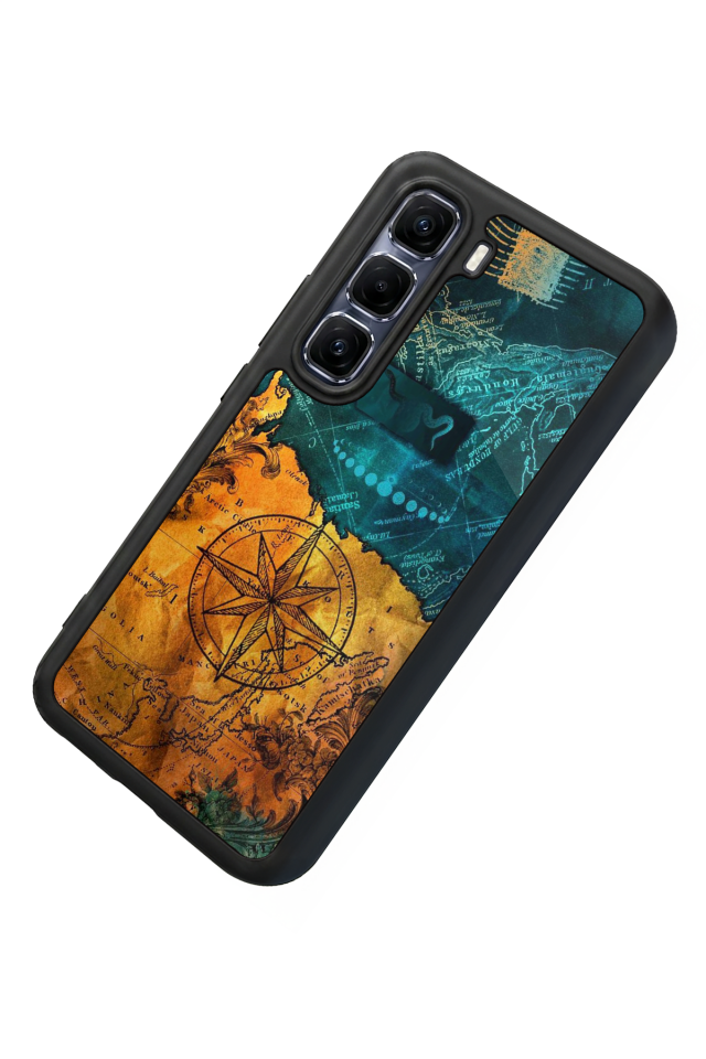 Infinix Hot 60 Pro Plus Uyumlu Harita Tasarımlı Glossy Premium Kılıf