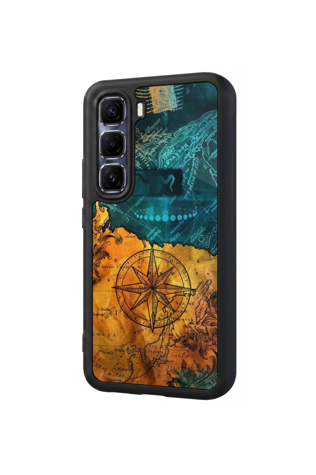 Infinix Hot 60 Pro Plus Uyumlu Harita Tasarımlı Glossy Premium Kılıf