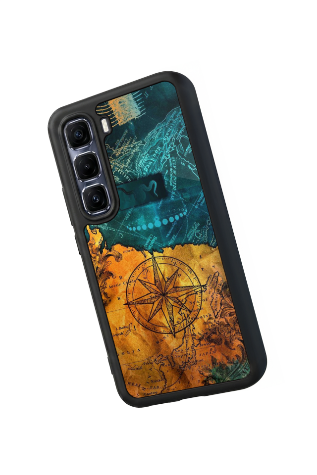 Infinix Hot 60 Pro Plus Uyumlu Harita Tasarımlı Glossy Premium Kılıf