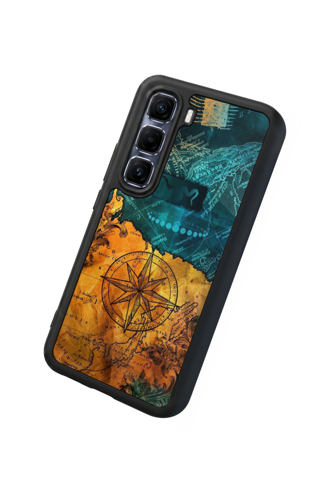 Infinix Hot 60 Pro Plus Uyumlu Harita Tasarımlı Glossy Premium Kılıf