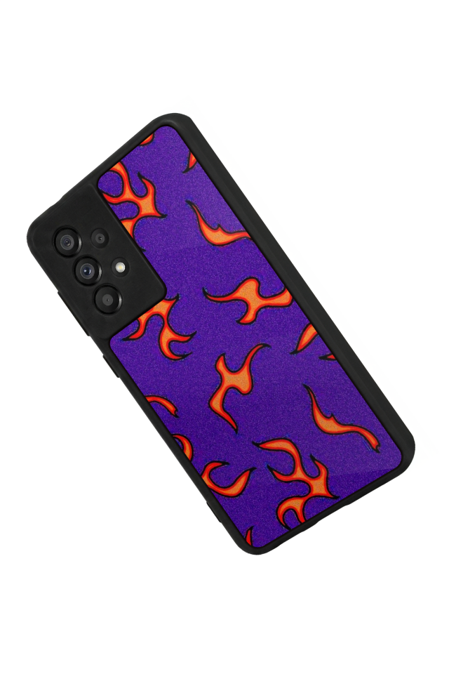 Samsung Galaxy A73 Uyumlu Retro Flame Patterns Tasarımlı Glossy Premium Kılıf
