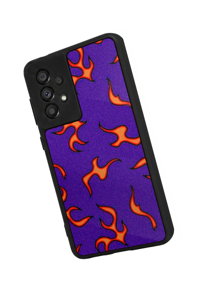 Samsung Galaxy A73 Uyumlu Retro Flame Patterns Tasarımlı Glossy Premium Kılıf