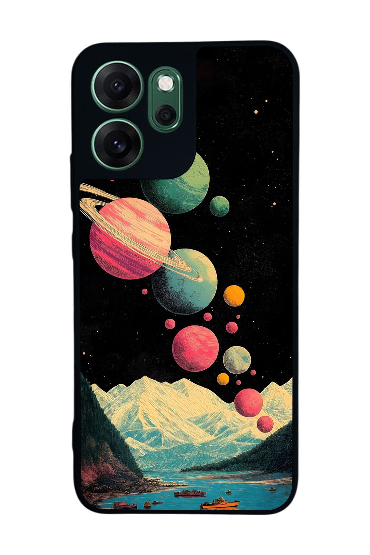 Oppo Reno 14F Uyumlu Uzay Tasarımlı Glossy Premium Kılıf