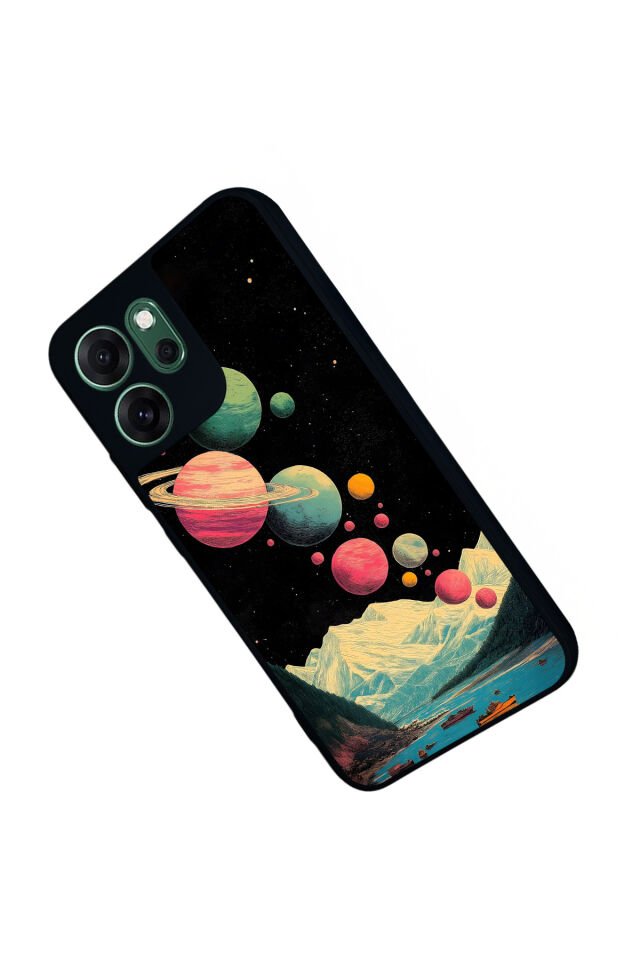 Oppo Reno 14F Uyumlu Uzay Tasarımlı Glossy Premium Kılıf