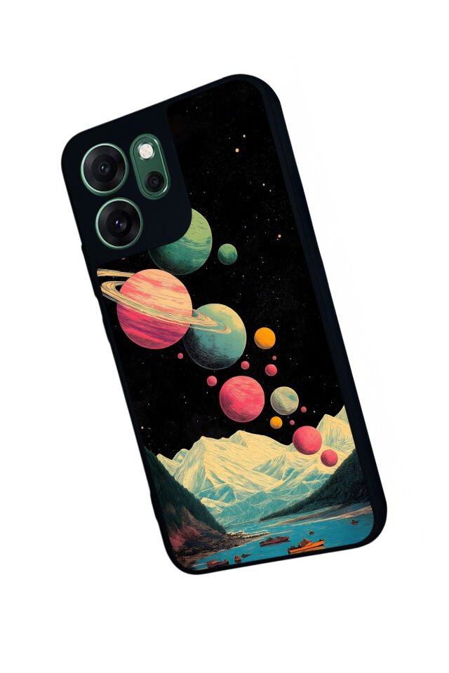 Oppo Reno 14F Uyumlu Uzay Tasarımlı Glossy Premium Kılıf