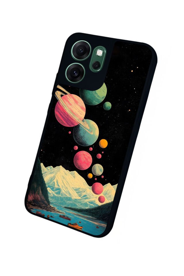 Oppo Reno 14F Uyumlu Uzay Tasarımlı Glossy Premium Kılıf