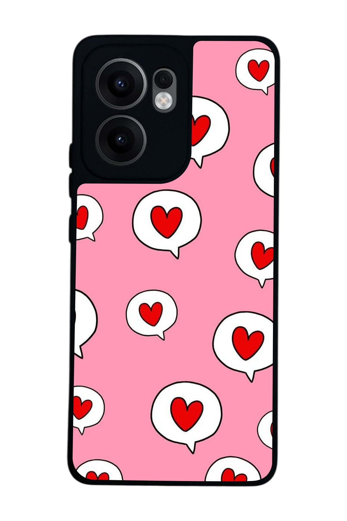 Oppo Reno 13F Uyumlu Kalp Love Tasarımlı Glossy Premium Kılıf