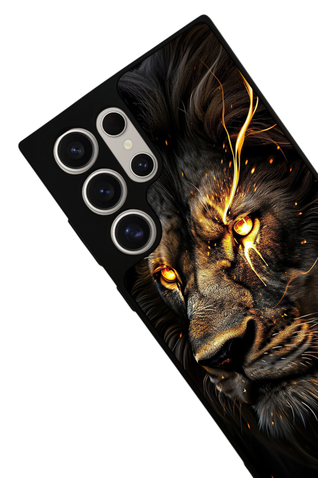Samsung Galaxy S23 Ultra Uyumlu Aslan Tasarımlı Glossy Premium Kılıf