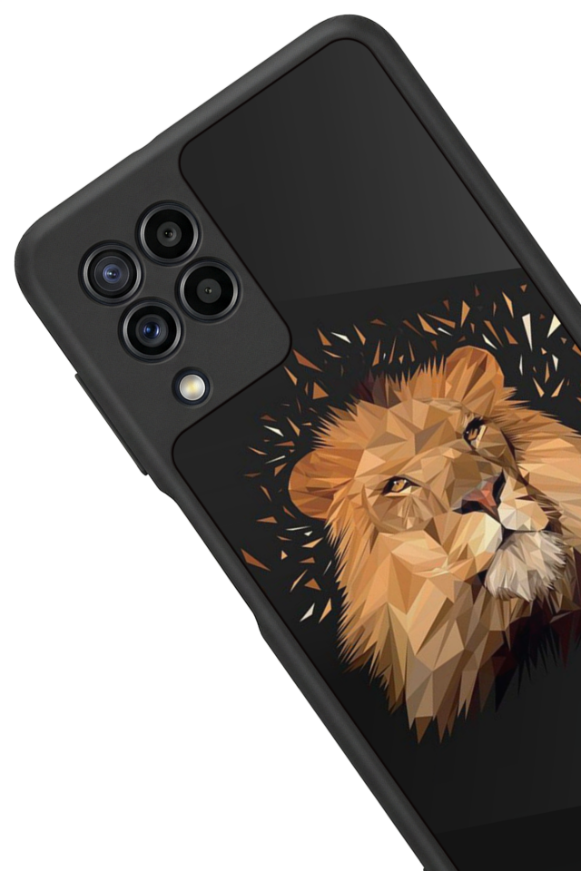Samsung Galaxy M22 Uyumlu Aslan Tasarımlı Glossy Premium Kılıf