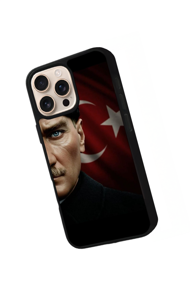 iPhone 16 Pro Uyumlu Mustafa Kemal Ataturk Tasarımlı Glossy Premium Kılıf