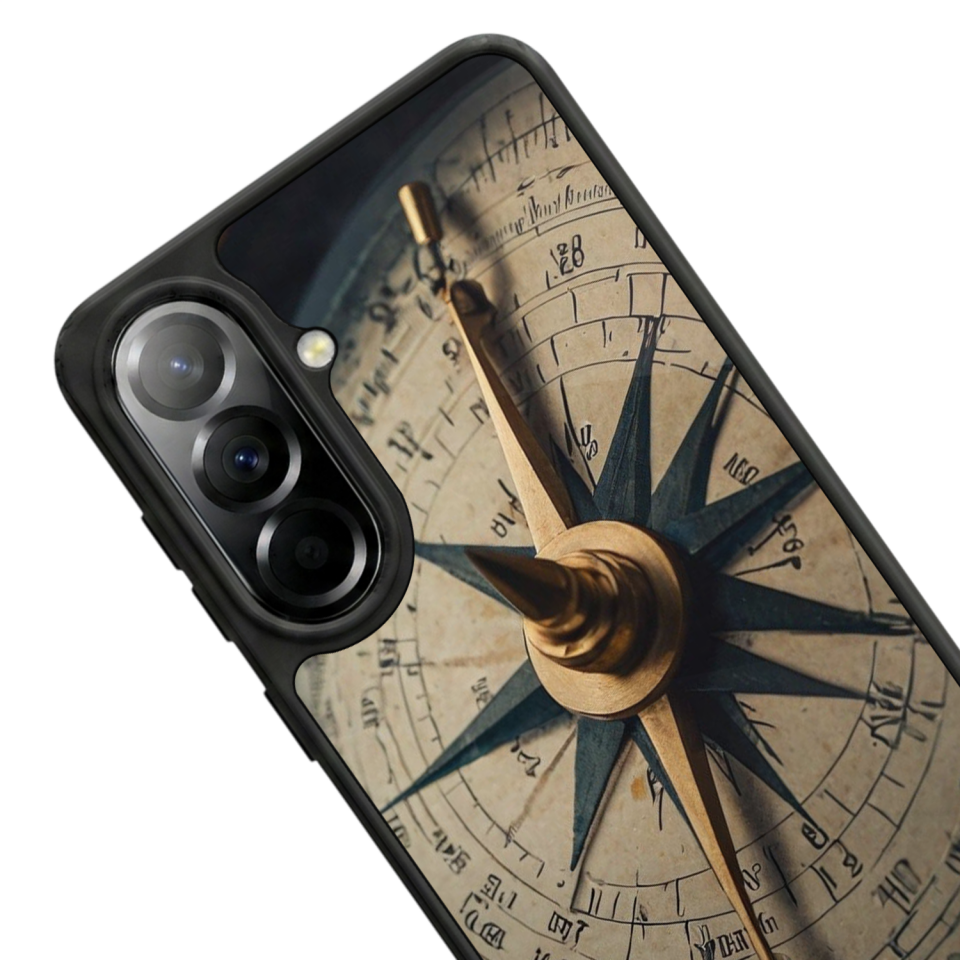 Samsung Galaxy A37 Uyumlu Pusula Tasarımlı Glossy Premium Kılıf