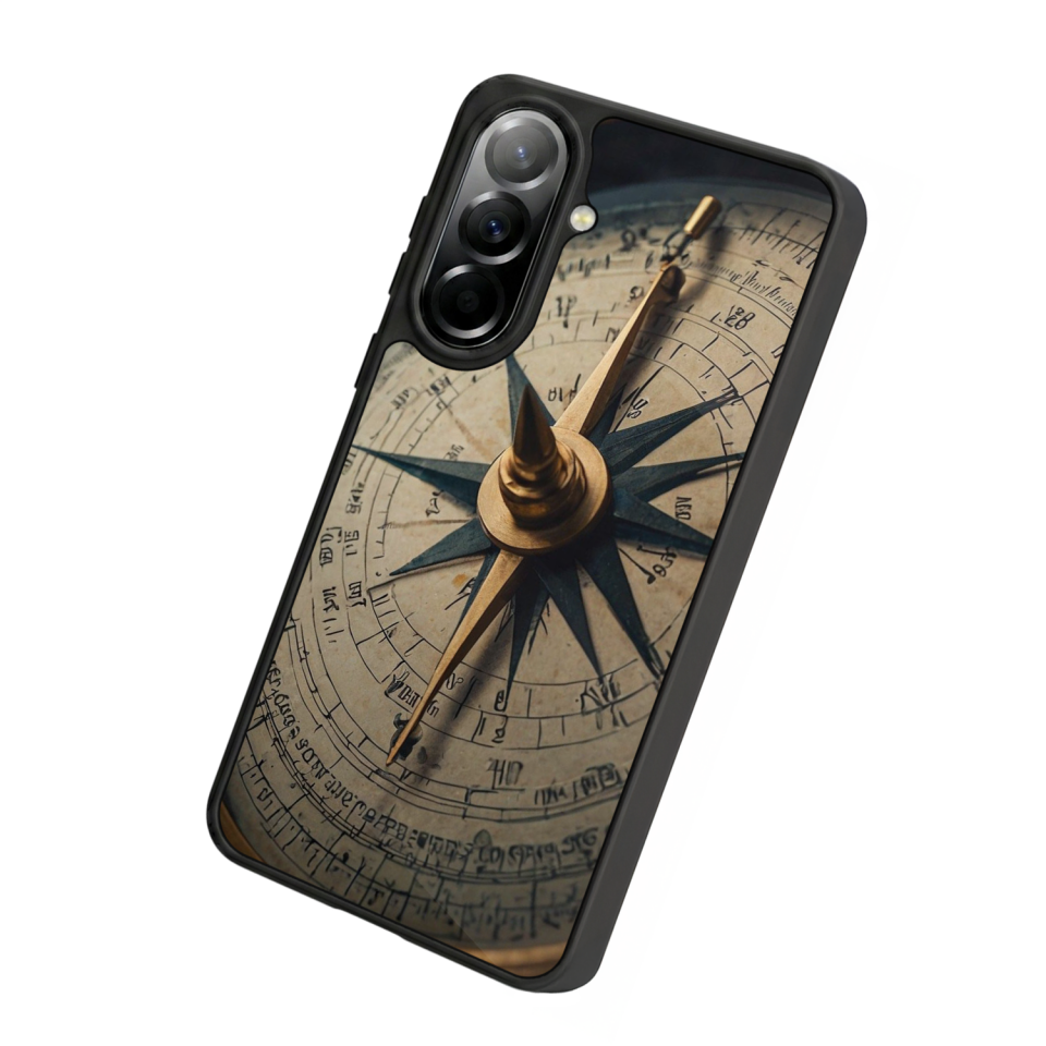Samsung Galaxy A37 Uyumlu Pusula Tasarımlı Glossy Premium Kılıf