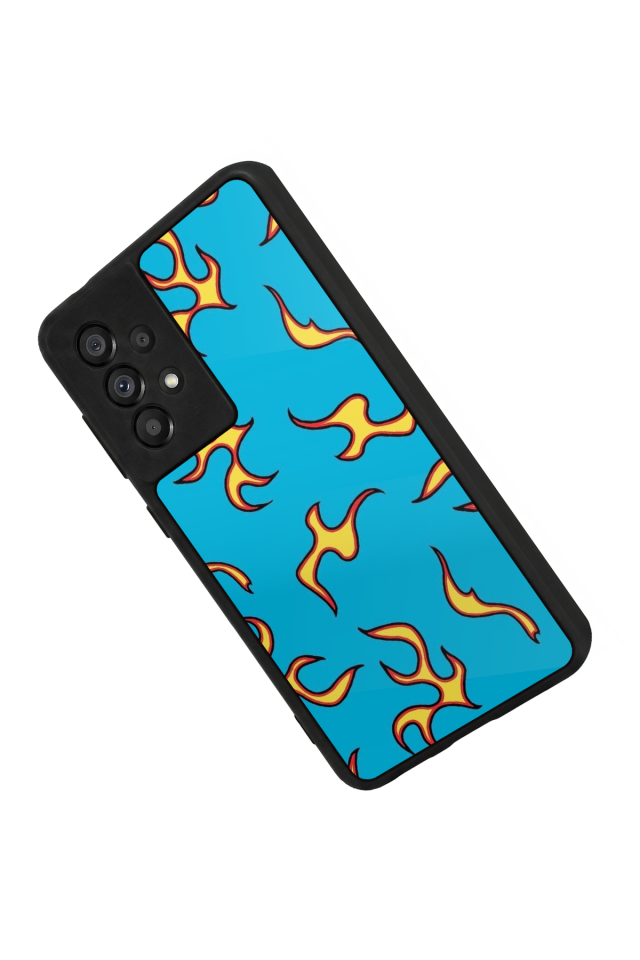 Samsung Galaxy A73 Uyumlu Retro Flame Patterns Tasarımlı Glossy Premium Kılıf