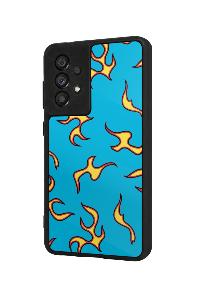 Samsung Galaxy A73 Uyumlu Retro Flame Patterns Tasarımlı Glossy Premium Kılıf
