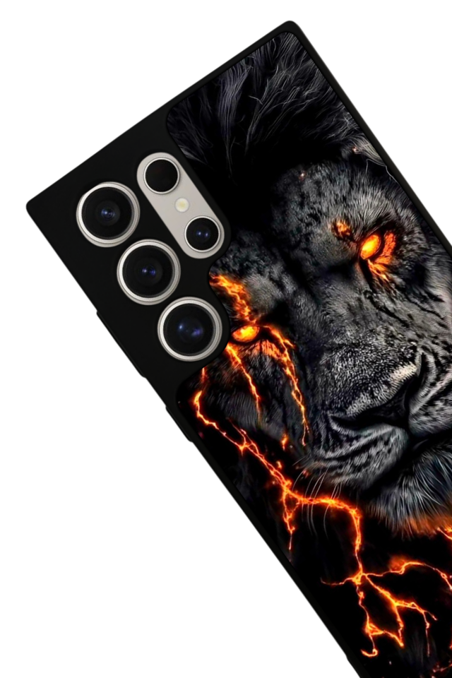 Samsung Galaxy S23 Ultra Uyumlu Aslan Tasarımlı Glossy Premium Kılıf