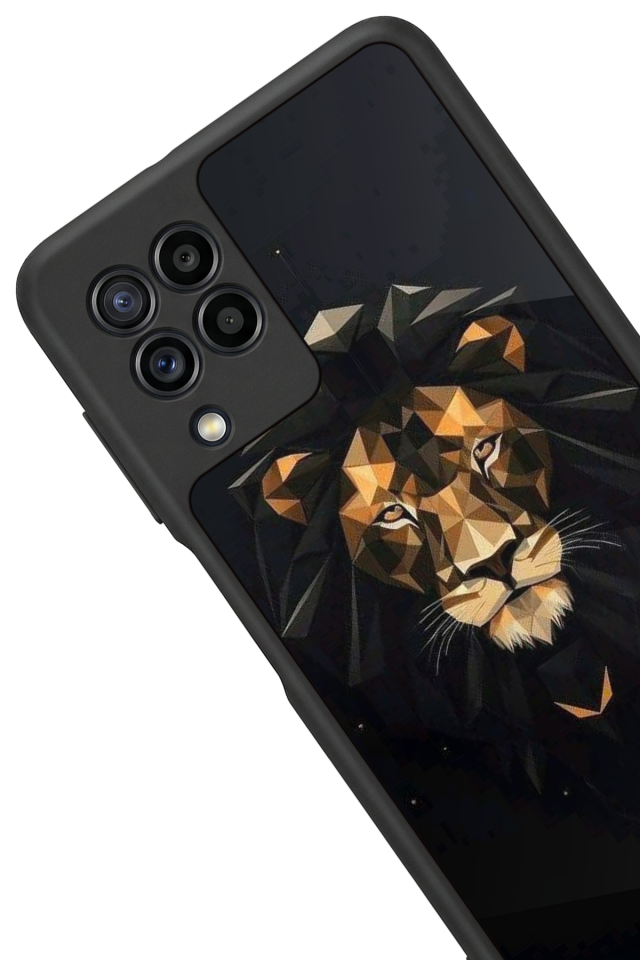 Samsung Galaxy M22 Uyumlu Aslan Tasarımlı Glossy Premium Kılıf