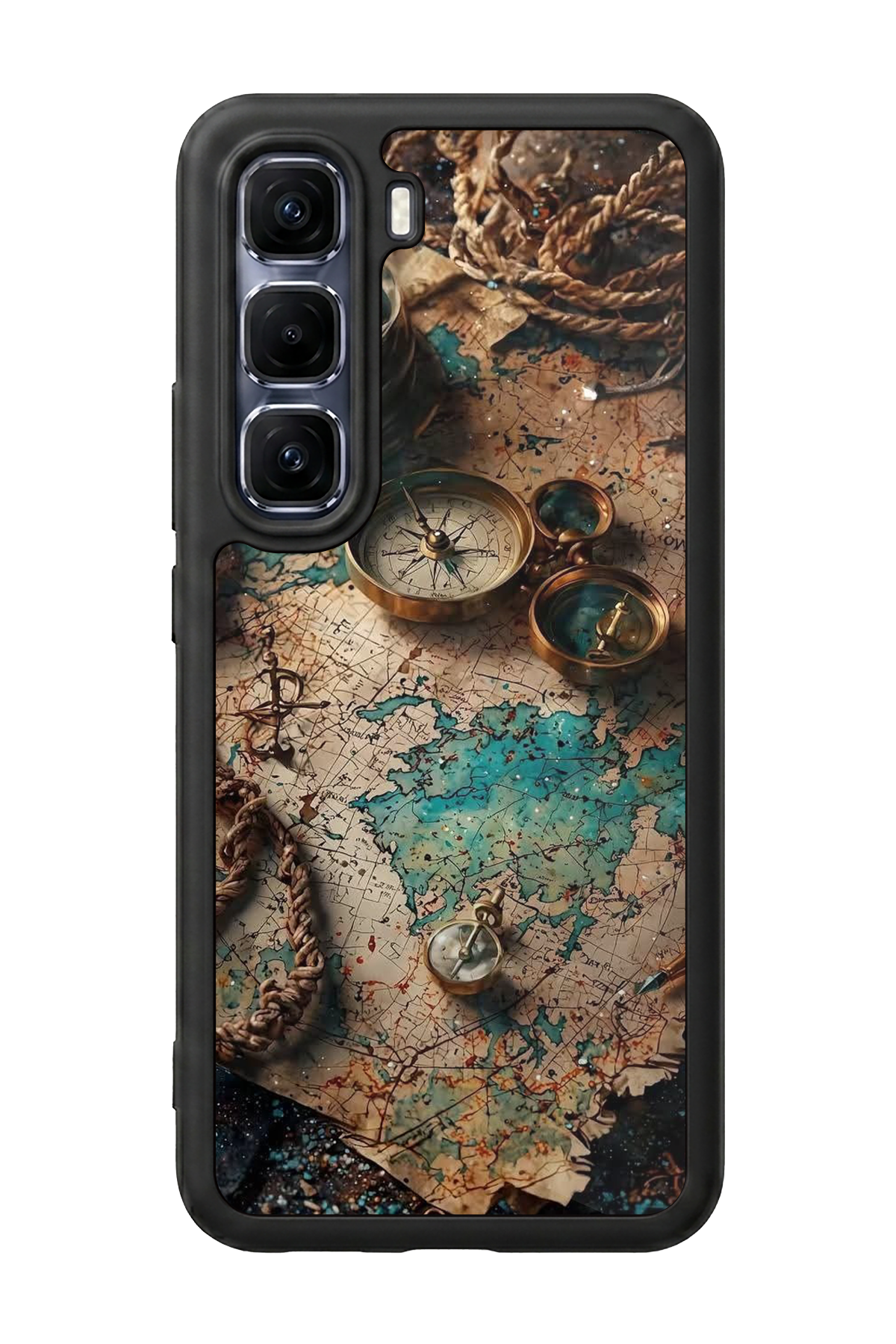 Infinix Hot 60 Pro Plus Uyumlu Harita Tasarımlı Glossy Premium Kılıf