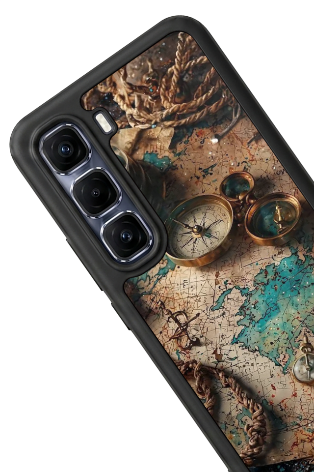 Infinix Hot 60 Pro Plus Uyumlu Harita Tasarımlı Glossy Premium Kılıf