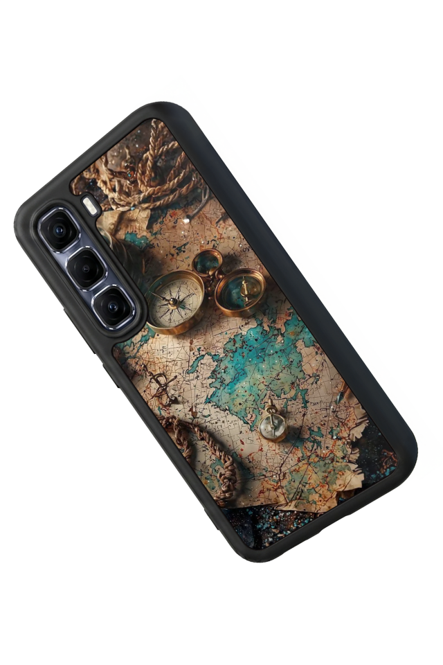 Infinix Hot 60 Pro Plus Uyumlu Harita Tasarımlı Glossy Premium Kılıf