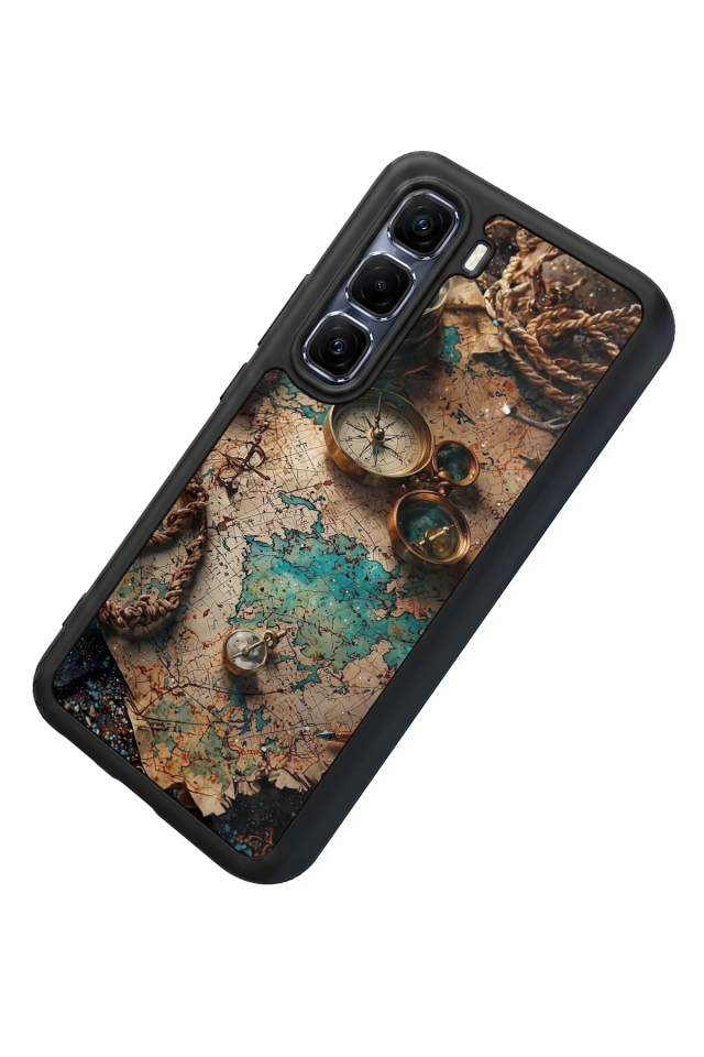 Infinix Hot 60 Pro Plus Uyumlu Harita Tasarımlı Glossy Premium Kılıf