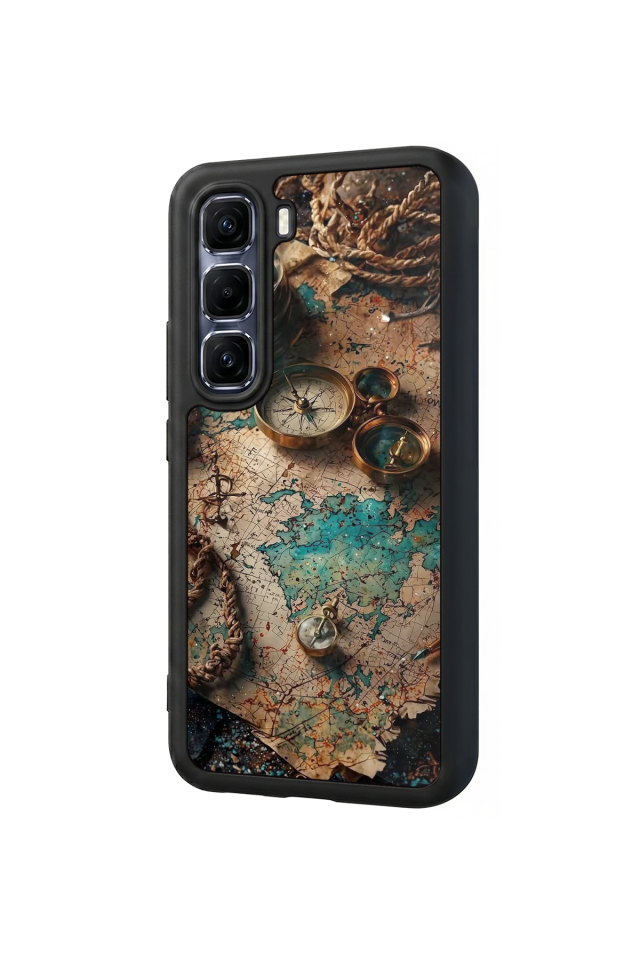 Infinix Hot 60 Pro Plus Uyumlu Harita Tasarımlı Glossy Premium Kılıf