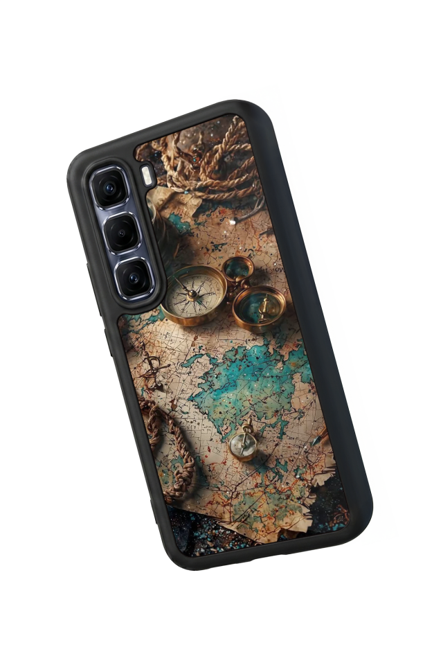 Infinix Hot 60 Pro Plus Uyumlu Harita Tasarımlı Glossy Premium Kılıf