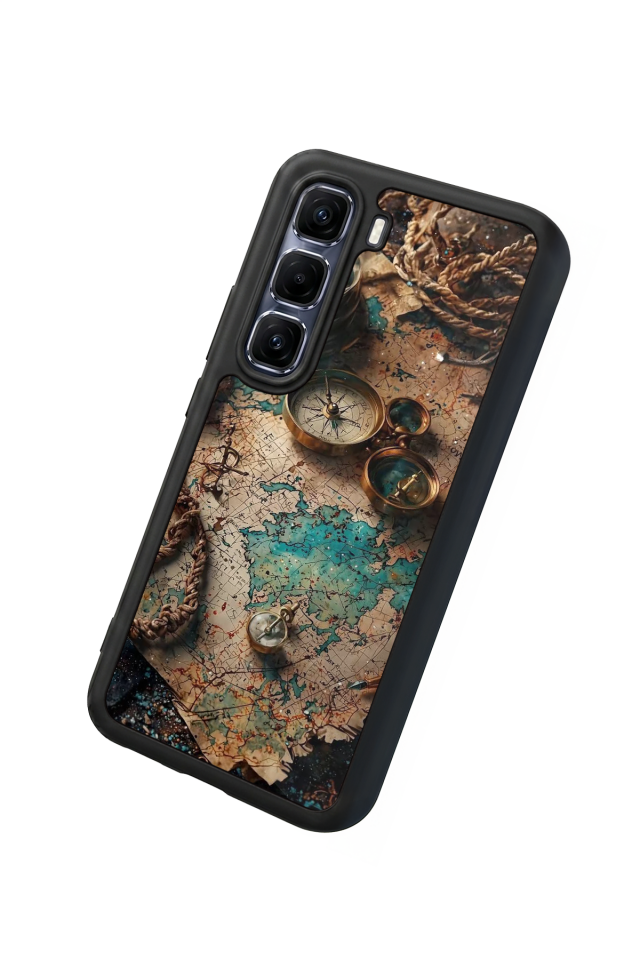 Infinix Hot 60 Pro Plus Uyumlu Harita Tasarımlı Glossy Premium Kılıf