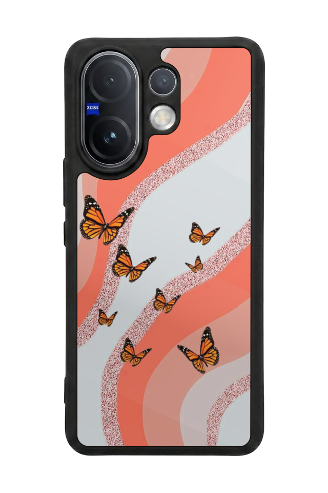 Vivo V60 Uyumlu Kelebek Tasarımlı Glossy Premium Kılıf
