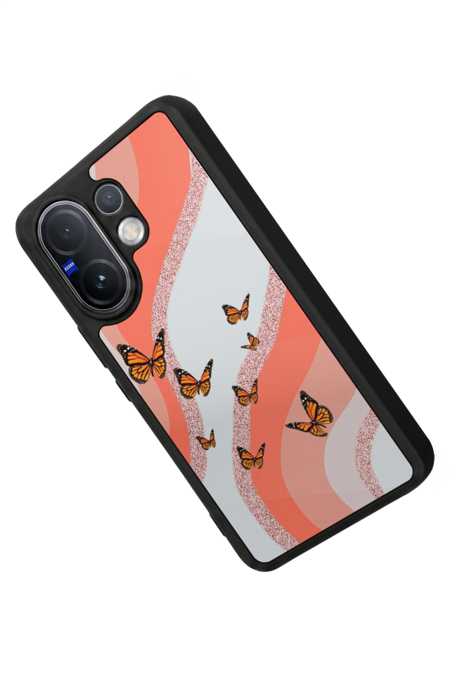 Vivo V60 Uyumlu Kelebek Tasarımlı Glossy Premium Kılıf