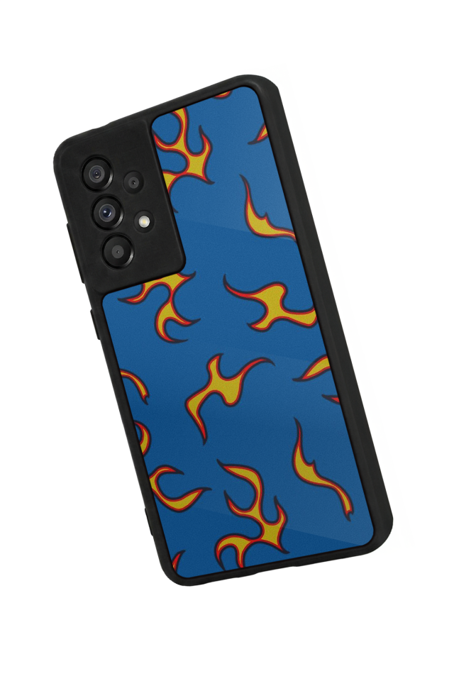 Samsung Galaxy A73 Uyumlu Retro Flame Patterns Tasarımlı Glossy Premium Kılıf