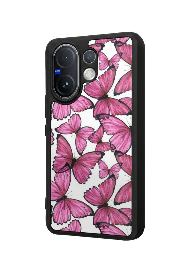 Vivo V60 Uyumlu Kelebek Tasarımlı Glossy Premium Kılıf
